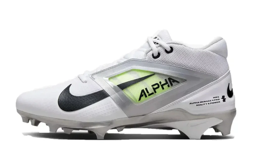Nike Mens Alpha Menace 4 Pro Molded Football Cleats Size 11.5 White Black NWOB